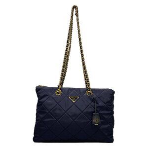 Auth PRADA - 1BG467 Navy RE-NYRON Shoulder Bag